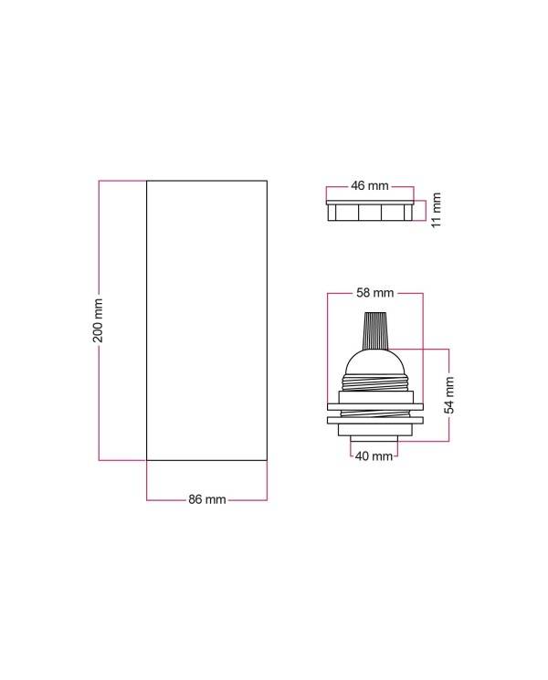 Tub-E27, abajur din lemn pentru lampa cu spot cu suport dublu E27