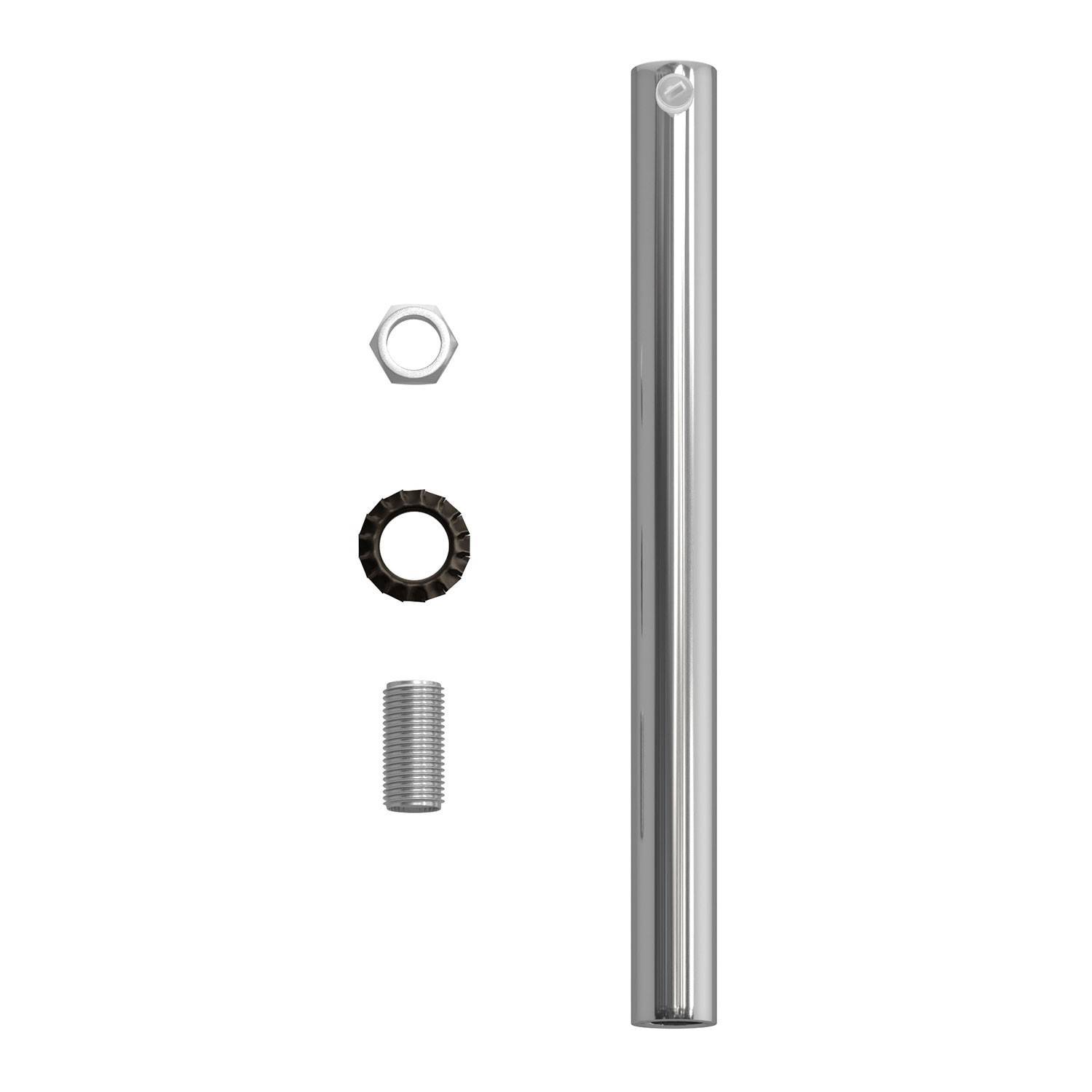 Cylindryczny metalowy zacisk kablowy, długość 15 cm, w komplecie z prętem, nakrętką i podkładką