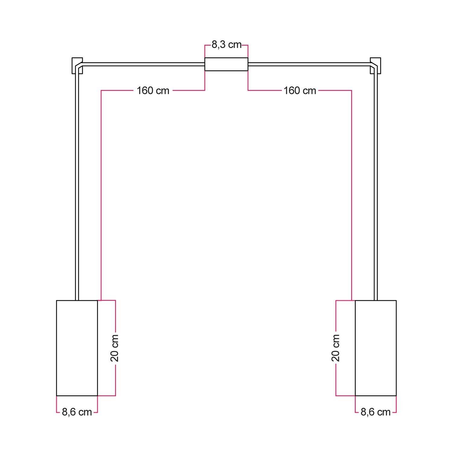 2-val lamp met houten lampenkap voor Tub-E27 spot