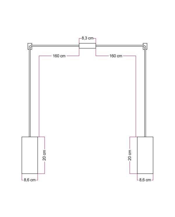 2-val lamp met houten lampenkap voor Tub-E27 spot