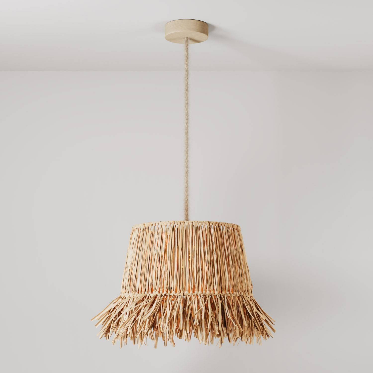 Pendellampa med Honolulu lampskärm i raffia