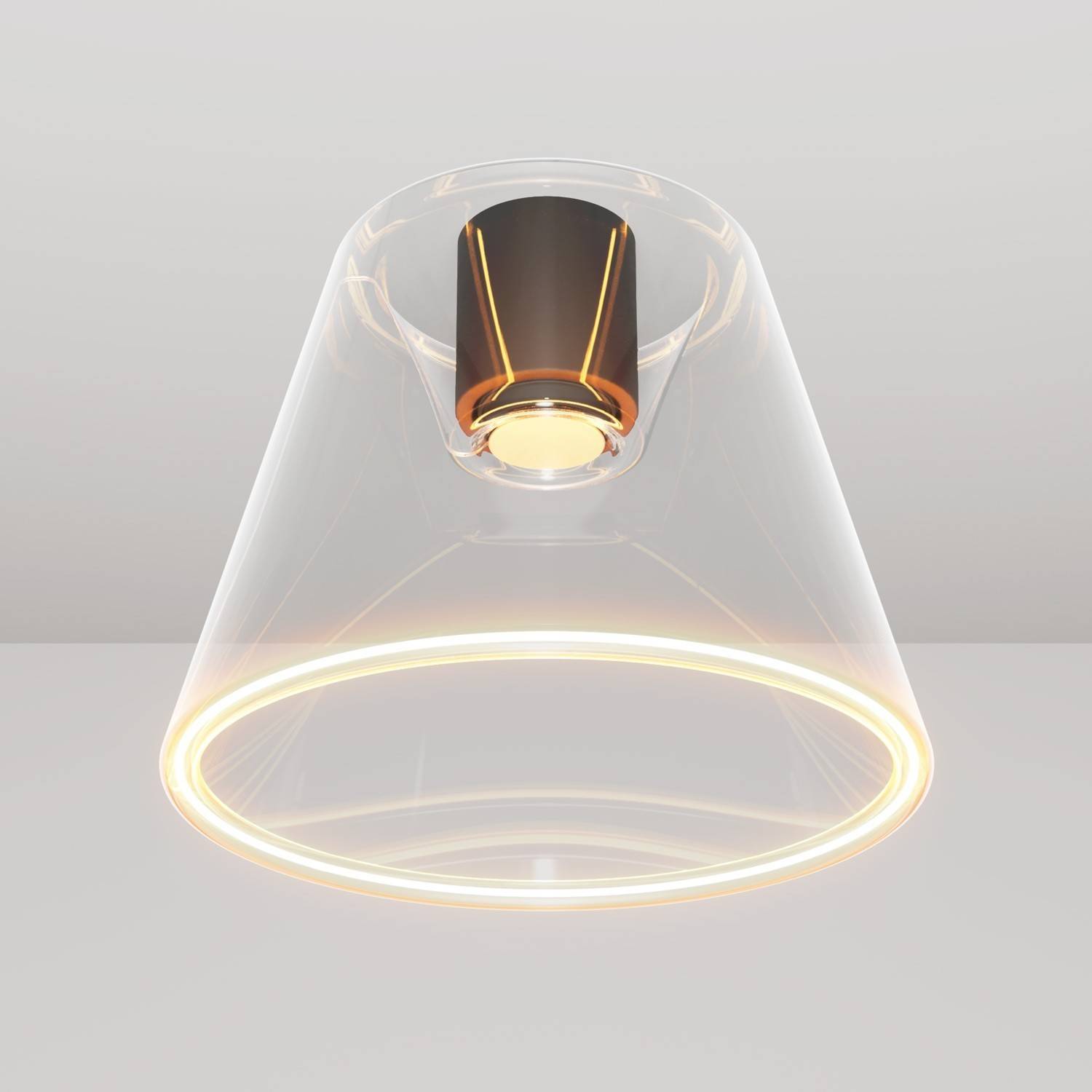 Design plafondlamp met transparante kegelvormige Ghost bol