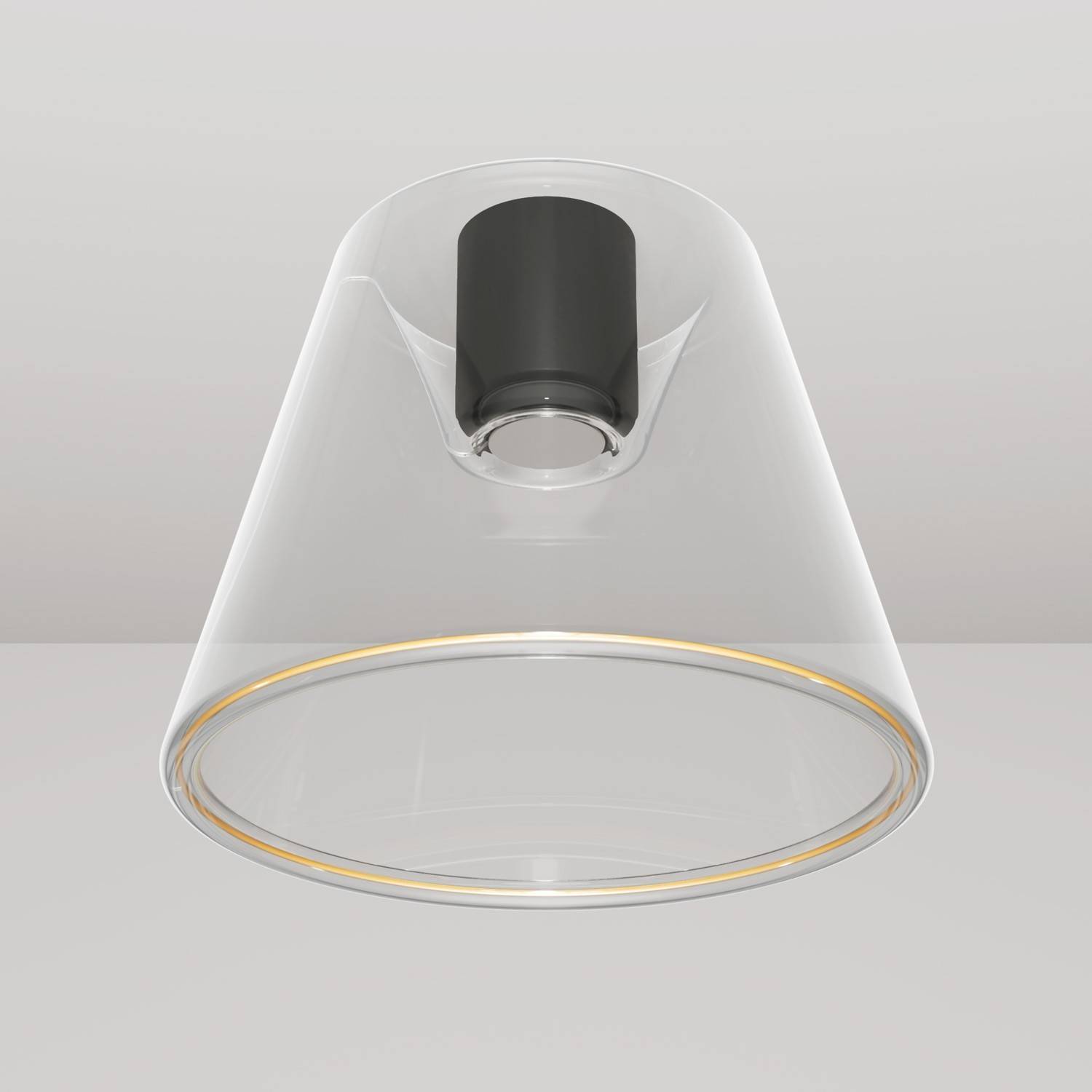 Design plafondlamp met transparante kegelvormige Ghost bol