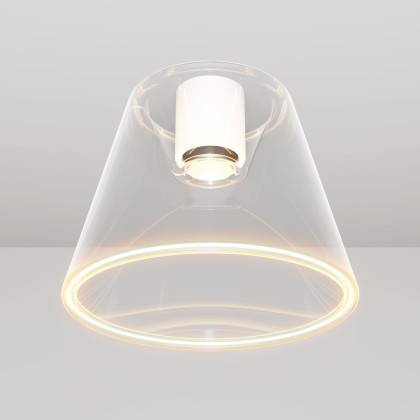 Design plafondlamp met transparante kegelvormige Ghost bol