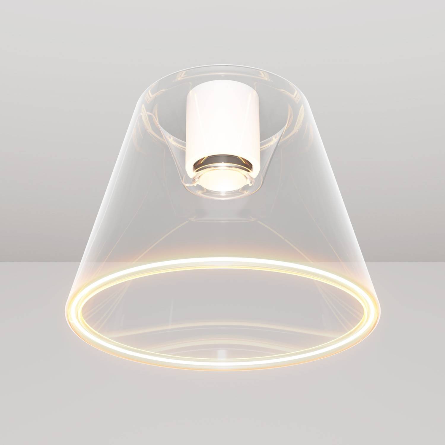 Design plafondlamp met transparante kegelvormige Ghost bol