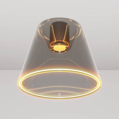 Design ceiling light with smoky cone-shaped Ghost bulb