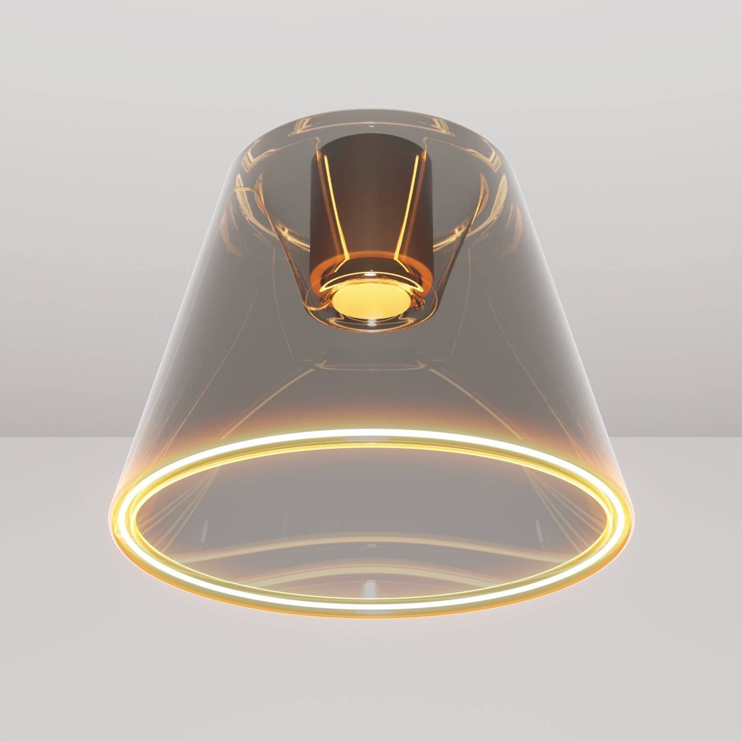 Design ceiling light with smoky cone-shaped Ghost bulb