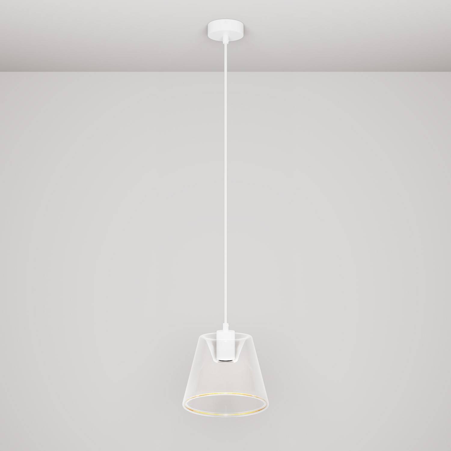 Loftslampe med transparent kegleformet Ghost-lyskilde