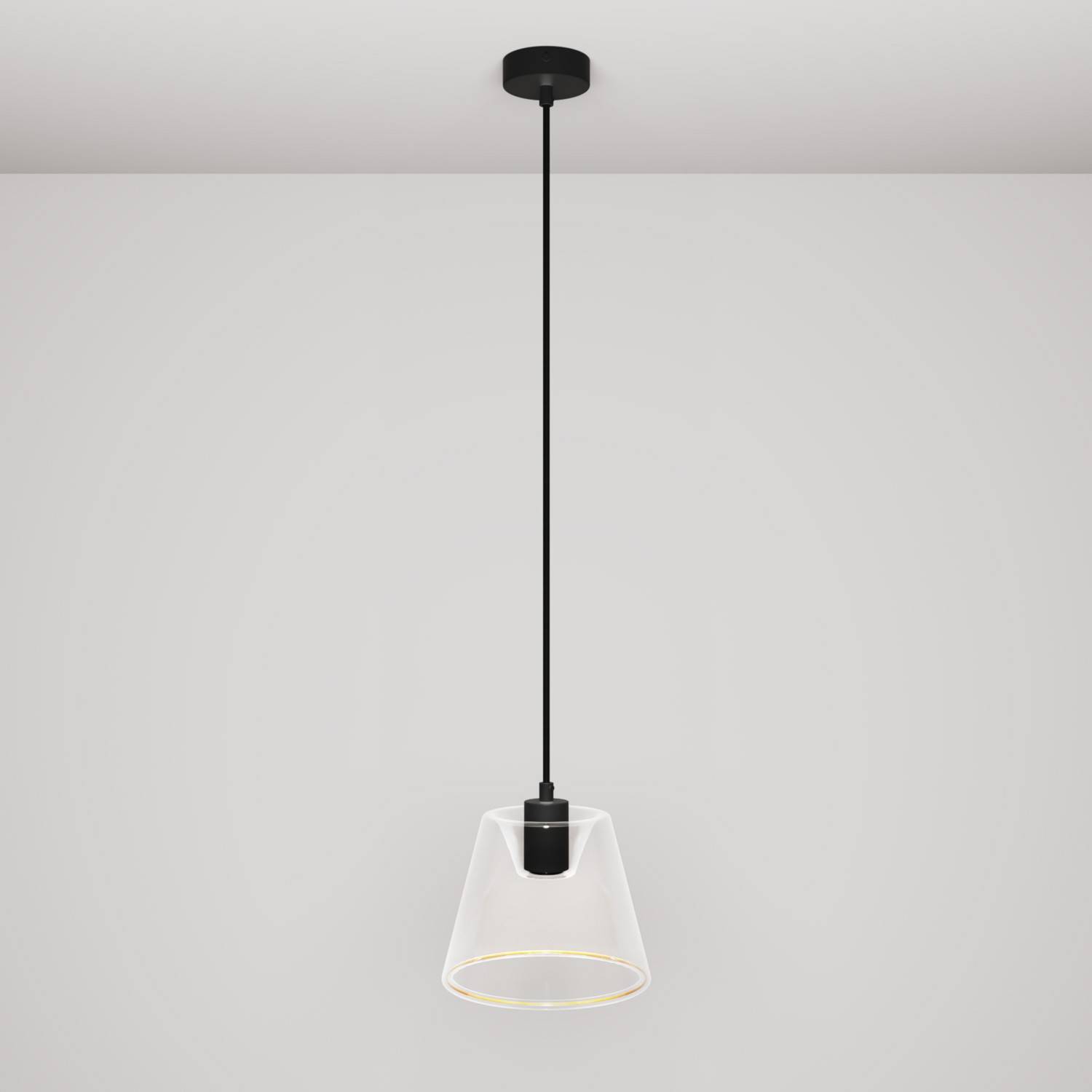 Pendant lamp with transparent cone-shaped Ghost bulb