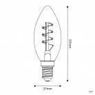 Bec LED cu filament spiralat curbat, de culoare auriu, în formă de linie de carbon, tip candelabru C35, 2,5W 136Lm E14 1800K, re