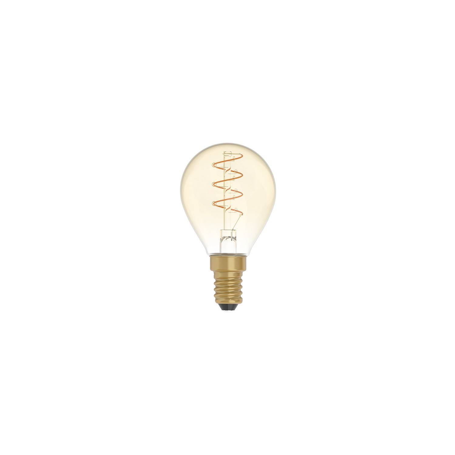 Bec cu LED de culoare aurie, cu filament spiralat curb, Globe mini G45 2,5W 136Lm E14 1800K Dimabil - C02