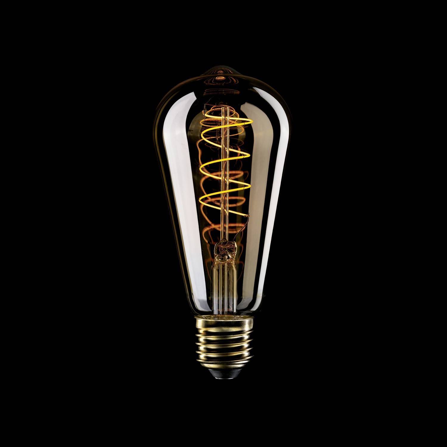 LED Gouden LED Carbon Filament lamp C04 Gebogen Spiraal Filament Edison ST64 4W E27 Dimbaar 1800K