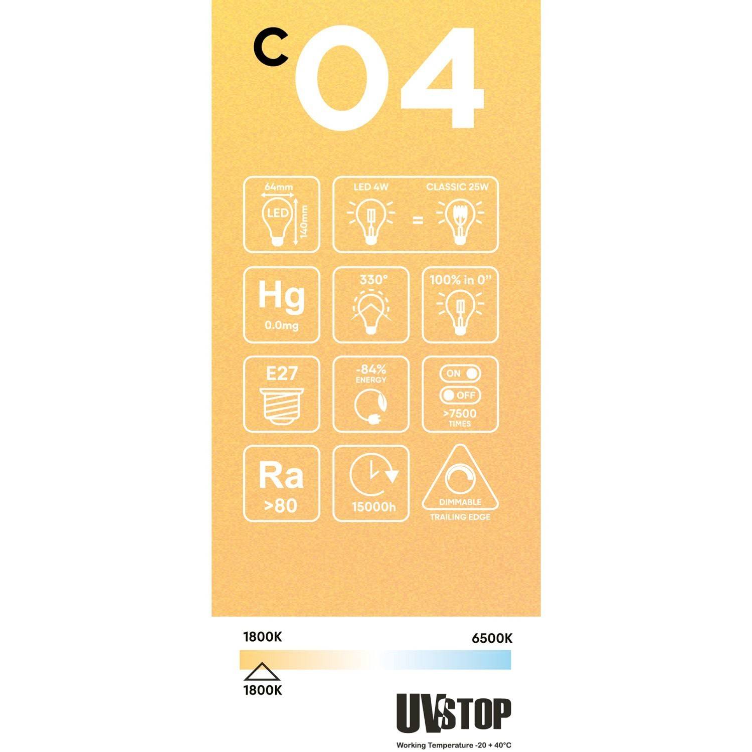 LED Gouden LED Carbon Filament lamp C04 Gebogen Spiraal Filament Edison ST64 4W E27 Dimbaar 1800K