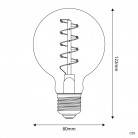 Bec LED cu filament spiralat curbat din carbon, lumină aurie, glob G80, 4W 250Lm E27 1800K reglabil - C05