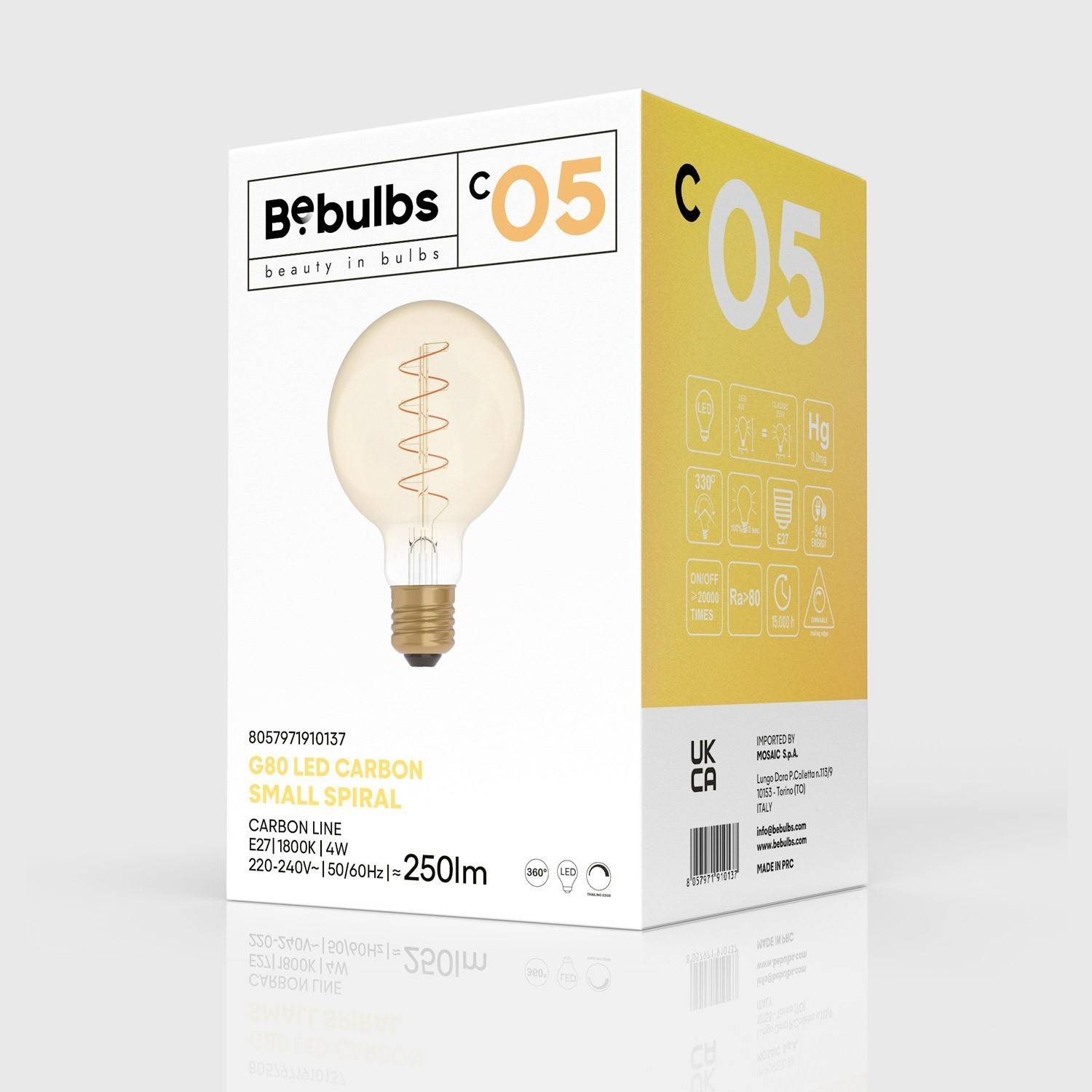 Bombilla LED Dorada Carbón Line Filamento Curvado con Espiral Globo G80 4W 250Lm E27 1800K Regulable - C05