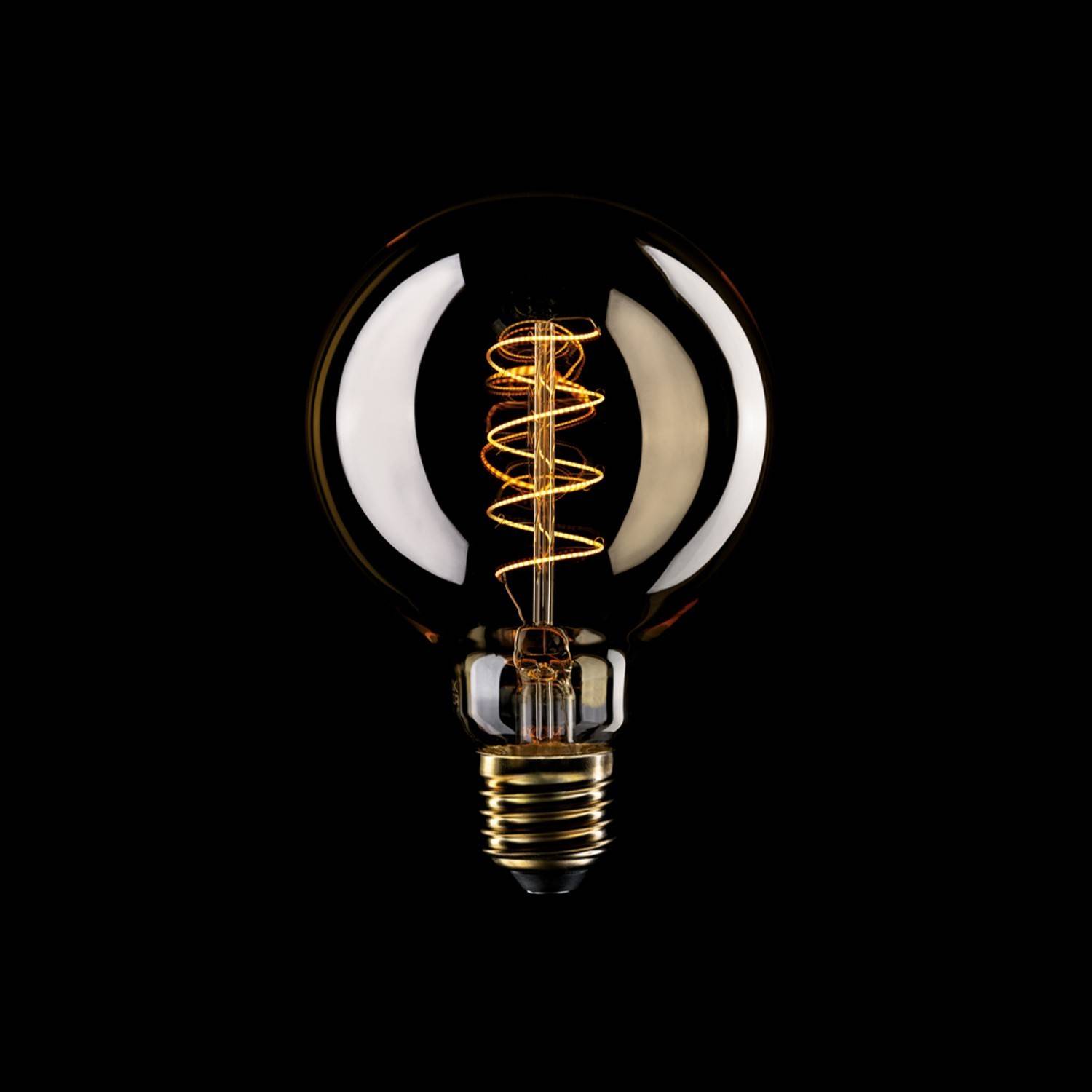 LED Gouden LED Carbon Filament lamp C06 Gebogen Spiraal Globe G95 4W E27 Dimbaar 1800K