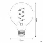 Bec LED cu filament spiralat curbat din linie de carbon, de culoare aurie, model Globe G95, 4W, 250Lm, E27, 1800K, cu posibilita