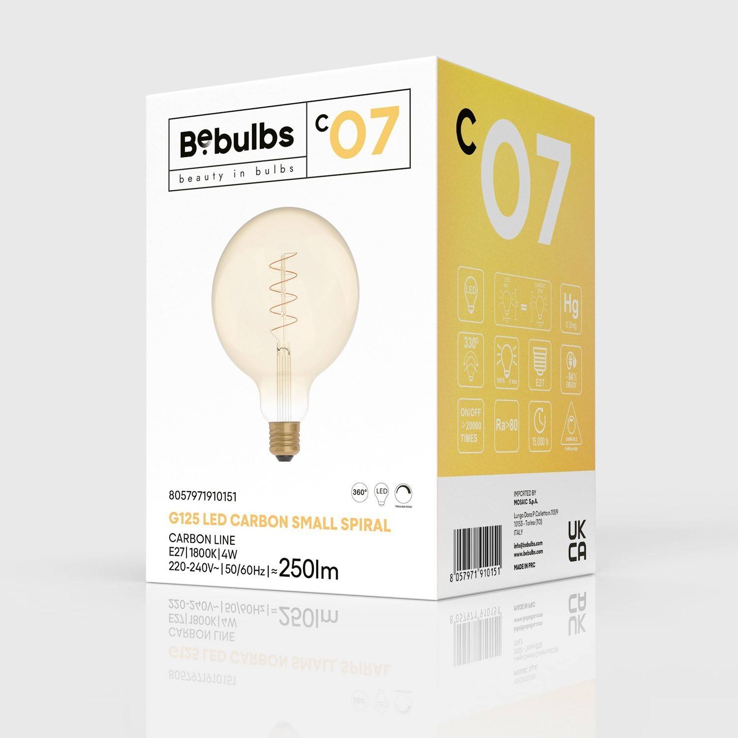 LED Glühbirne Golden Carbon Line Spiral-Filament Globe G125 4W 250Lm E27 1800K Dimmbar - C07