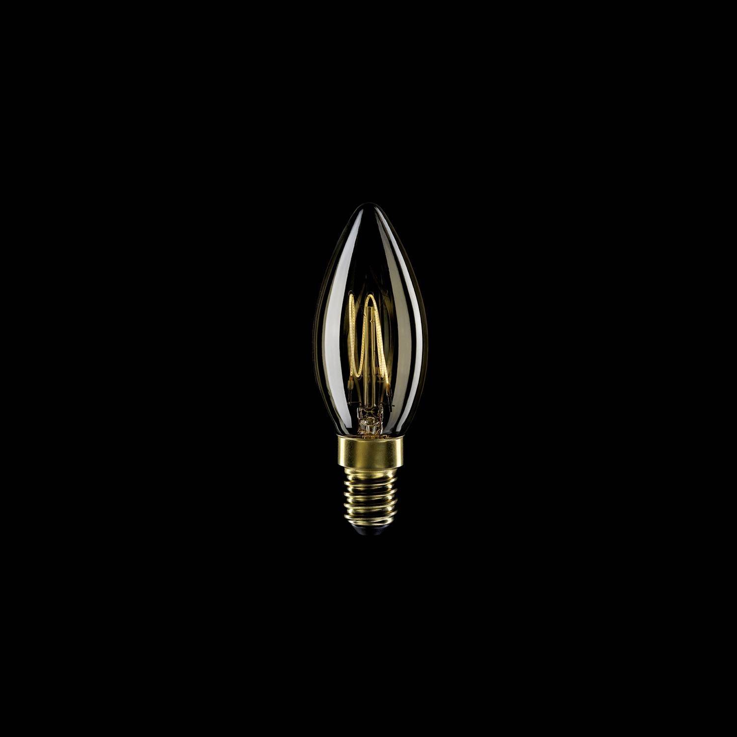 Bec cu LED cu filament de carbon în formă de lumină aurie, tip lumânare C35 3,5W 300Lm E14 2700K, reglabil - C51