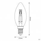 Lâmpada LED Dourada C51 Linha Carbono Vela Filamento Vertical C35 3,5W E14 Regulável 2700K