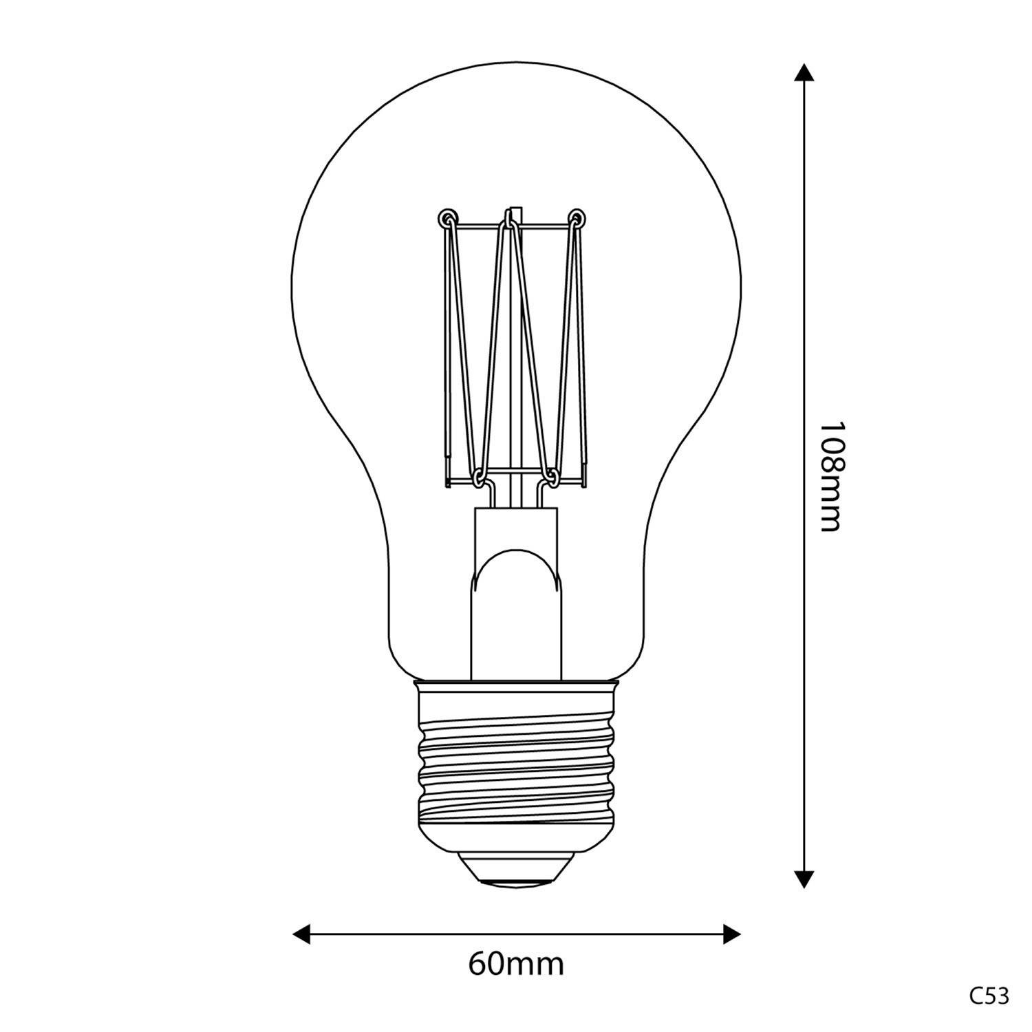 C53 Goccia A60 gyllene LED-lampa Carbon Line Vertikal Filamenttråd 7W E27 Dimbar 2700K