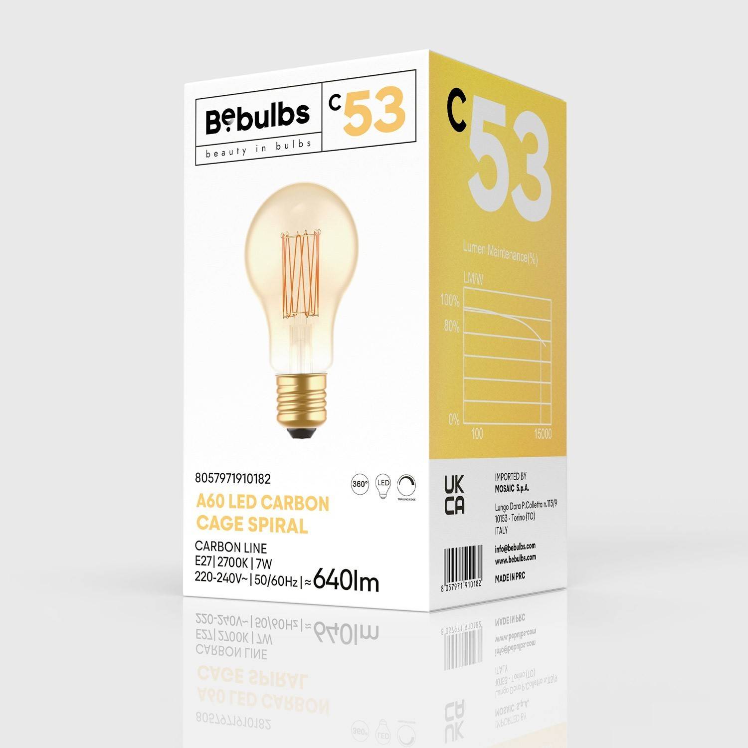 Złota żarówka LED Carbon Line filament pionowy Bańka A60 7W 640Lm E27 2700K Ściemnialna - C53