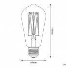 Bec LED cu filament de carbon în formă de sârmă din aur, model Edison ST64, cu puterea de 7W și 640 de lumeni, cu soclu E27, cu 