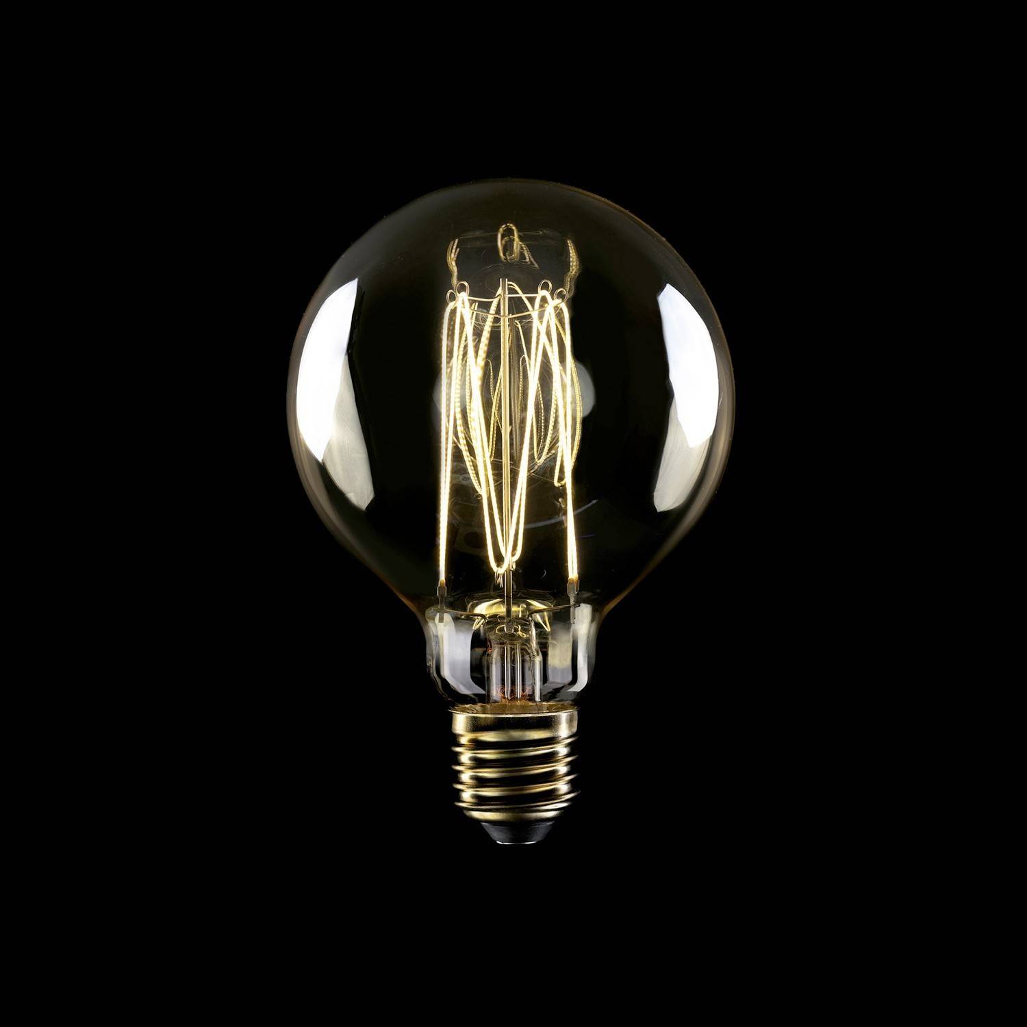 Bec cu LED cu filament de carbon în formă de glob, cu lumină aurie, G95, 7W, 640 Lm, E27, 2700K, reglabil - C55
