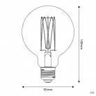 Bec cu LED cu filament de carbon în formă de glob, cu lumină aurie, G95, 7W, 640 Lm, E27, 2700K, reglabil - C55