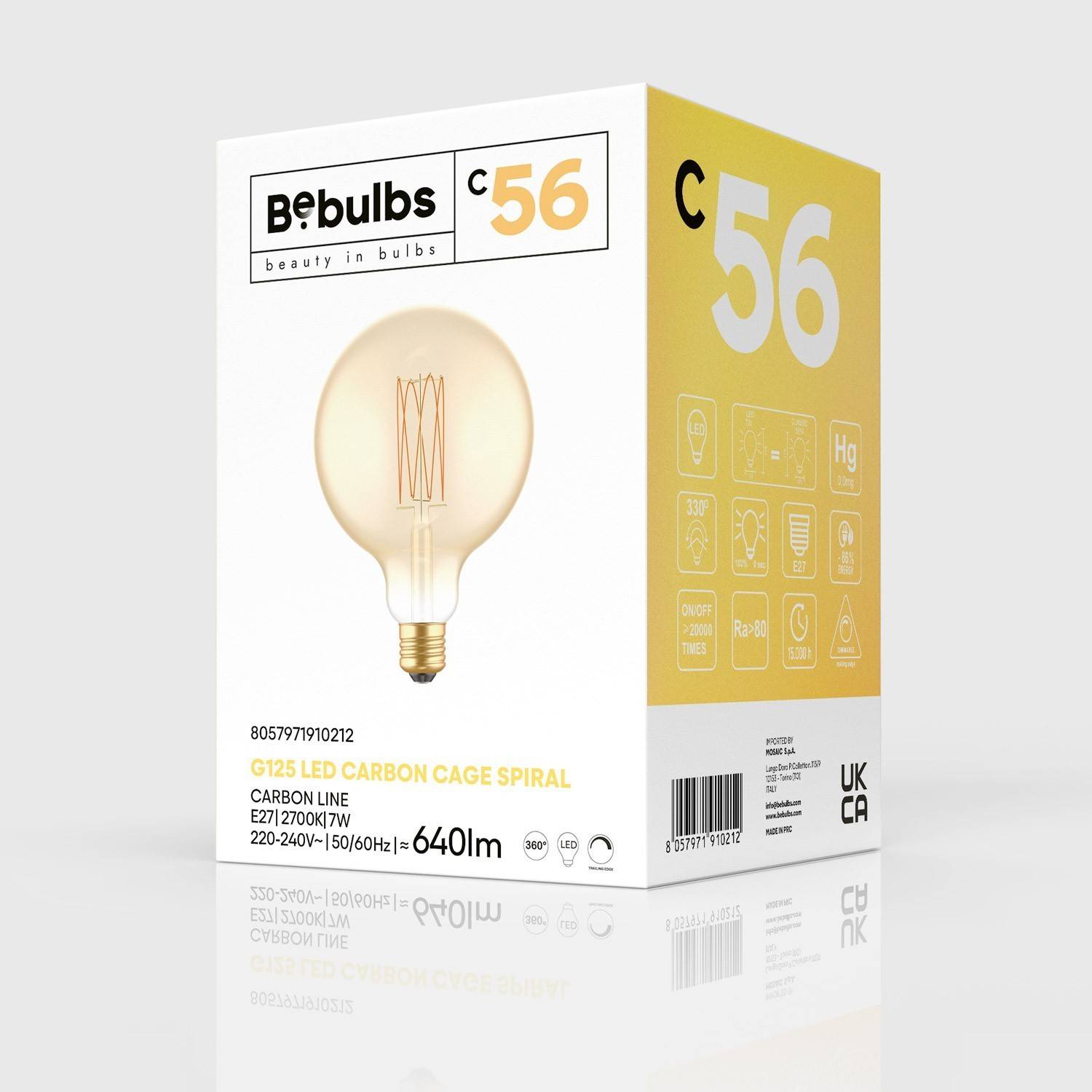 LED Glühbirne Golden Carbon Line Cage Filament Globe G125 7W 640Lm E27 2700K Dimmbar - C56