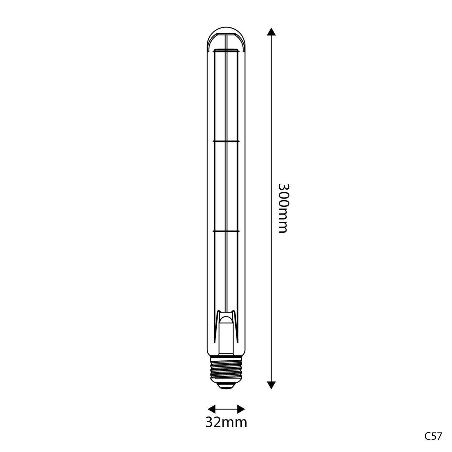 Bombilla LED Dorada Carbón Line Filamento Largo T32X300 7W 806Lm E27 2700K Regulable - C57