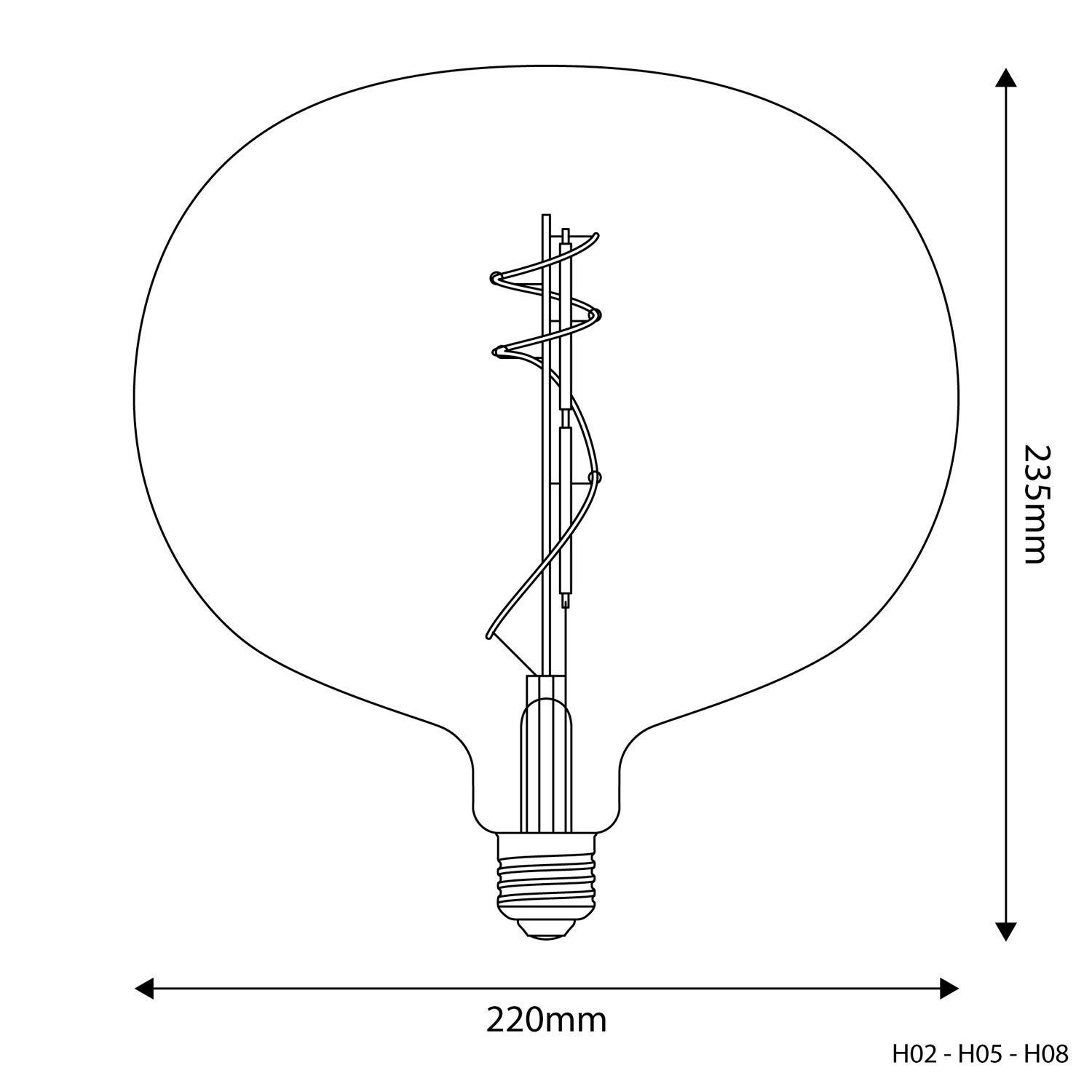 H02 Ellipse 220 transparent LED-lampa 10W E27 Dimbar 2700K