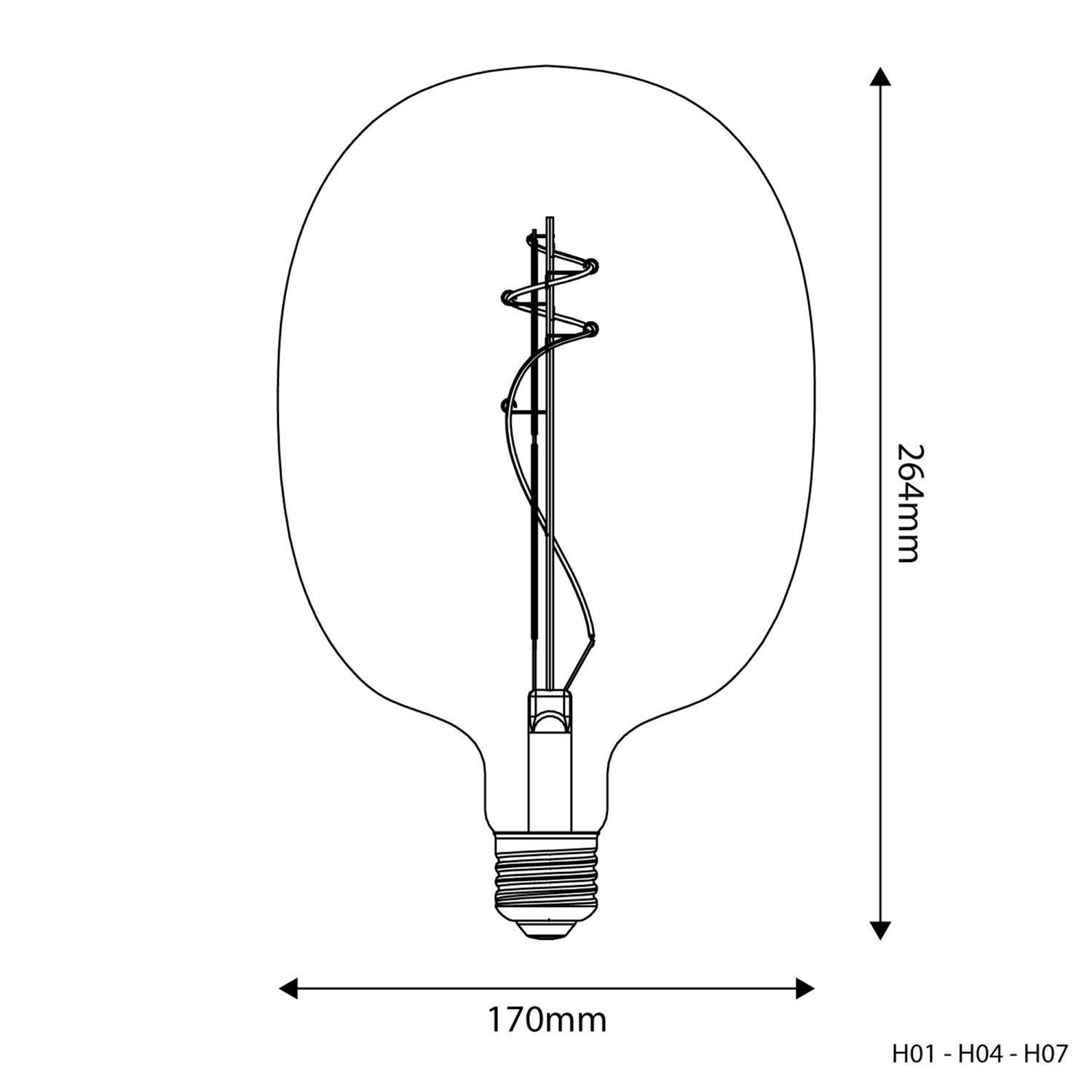 LED dymová žiarovka H07 Elipsa 170 10W E27 stmievateľná 1800K