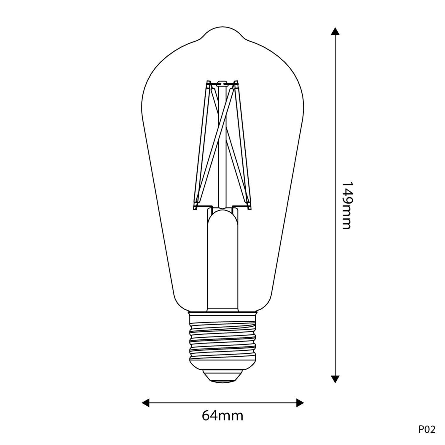 CRI 95 ST64  E27 LED-lampa 7W 2700K Dimbar - P02