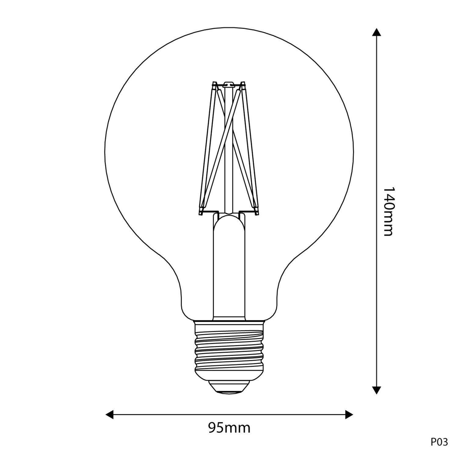 Bec cu LED cu efect de porțelan, CRI 95 G95 7W 640Lm E27 2700K reglabil - P03