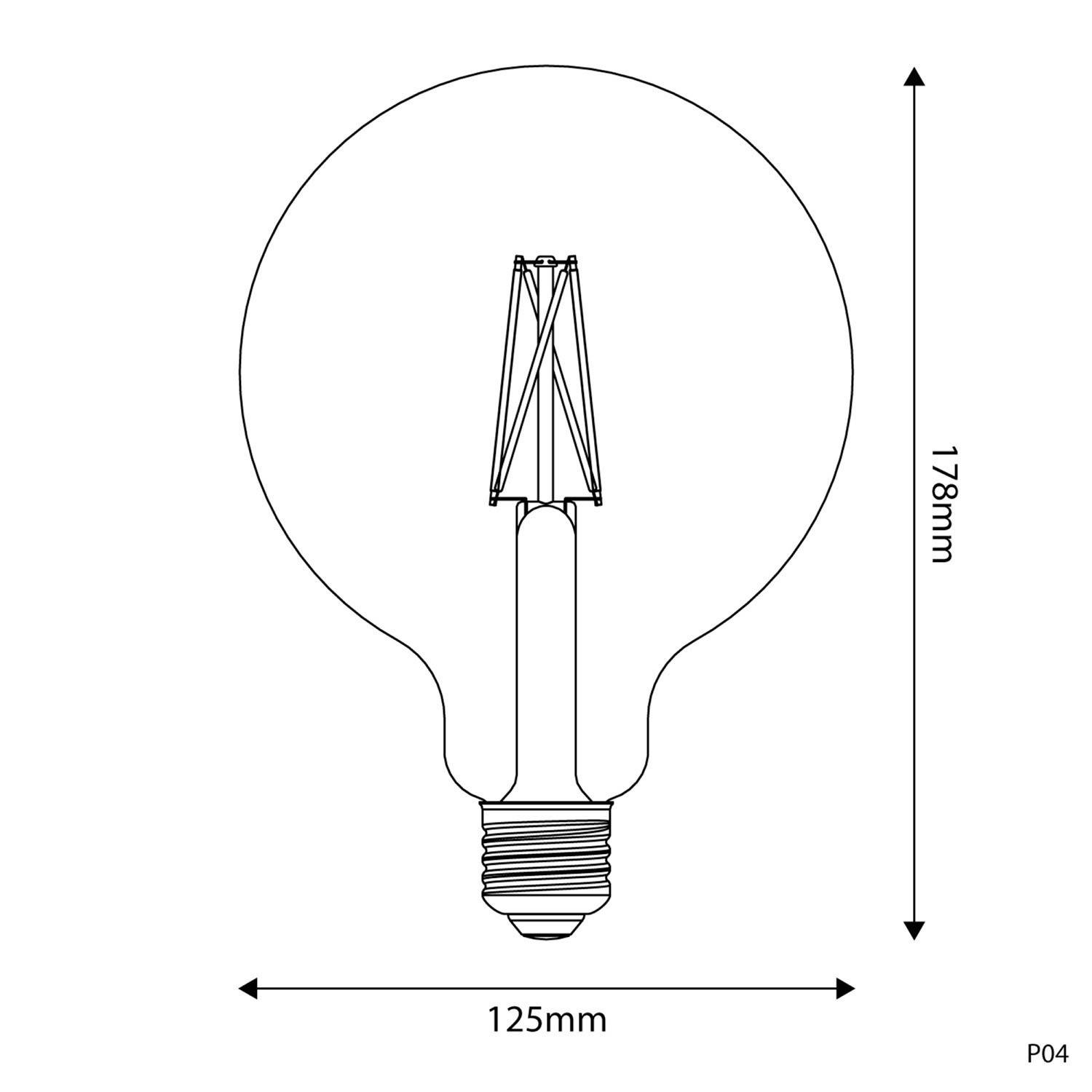 Bec LED cu efect de porțelan, CRI 95 G125 7W 640Lm E27 2700K Dimmable - P04