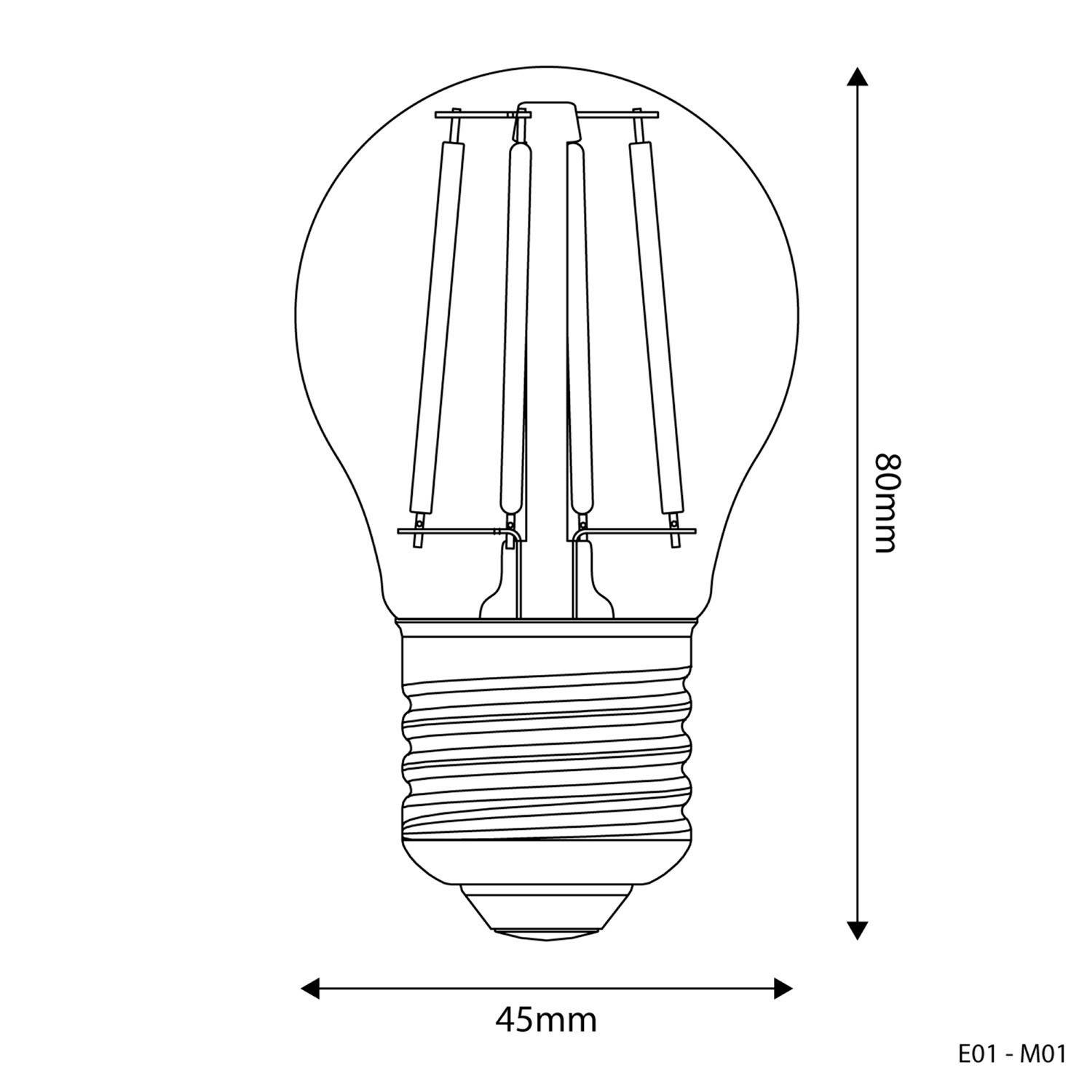 Bec cu LED transparent, mini glob, G45, 4W, 470Lm, E27, 2700K - E01