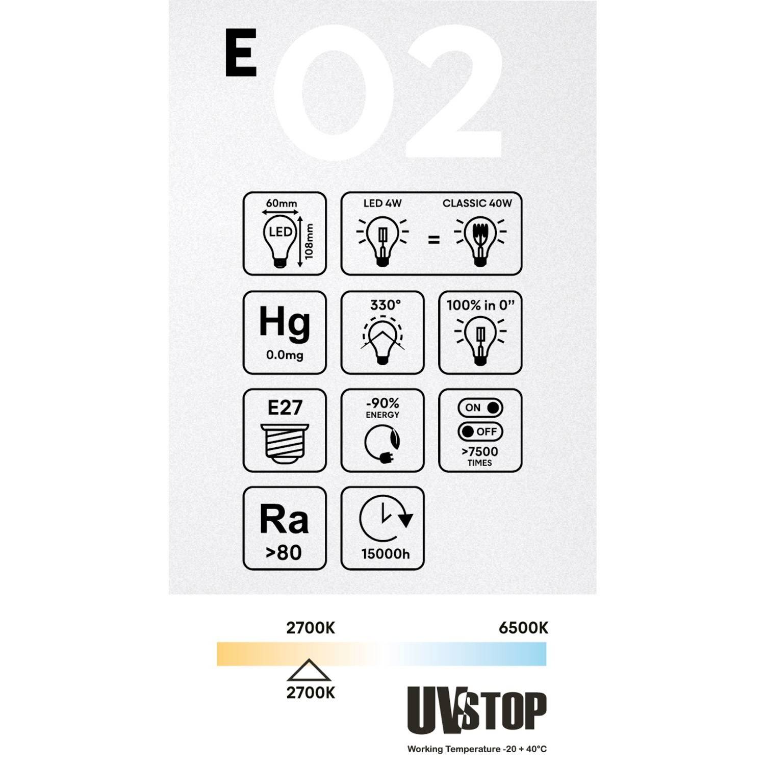 Dropp A60 Transparent LED-lampa 4W 470Lm E27 2700K - E02