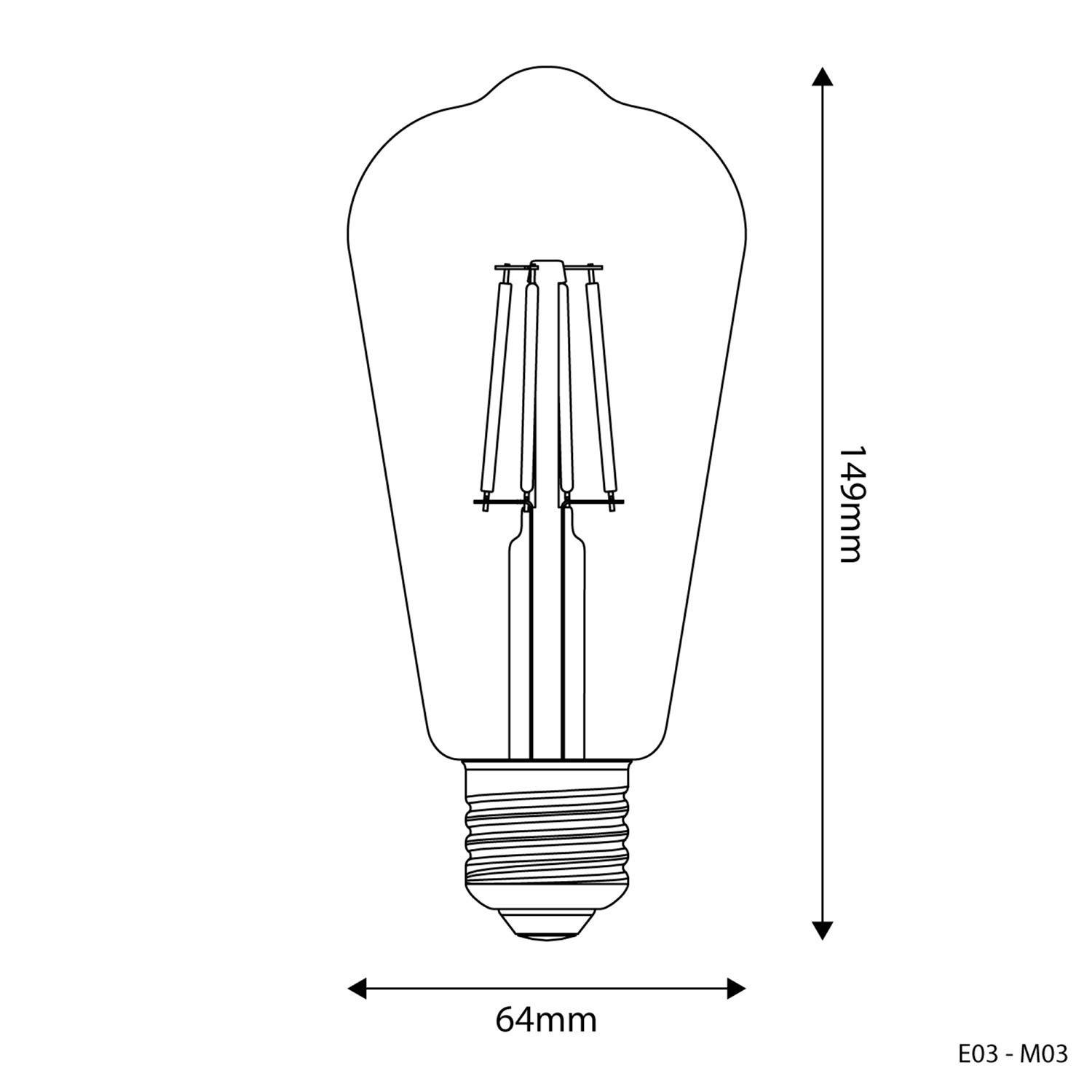 Lâmpada LED Edison Transparente ST64 4W 470Lm E27 2700K - E03