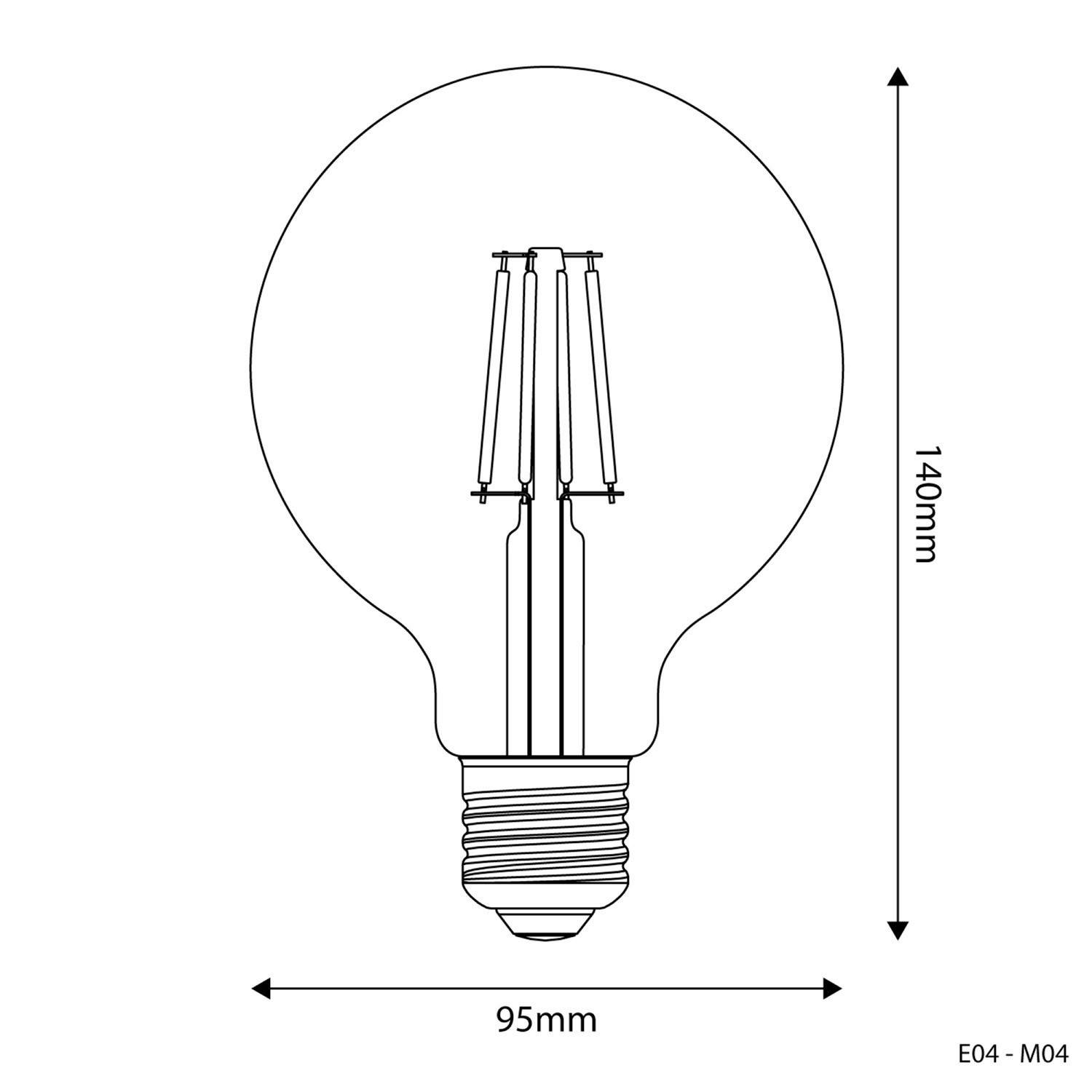 Bec LED sferic transparent G95 4W 470Lm E27 2700K - E04