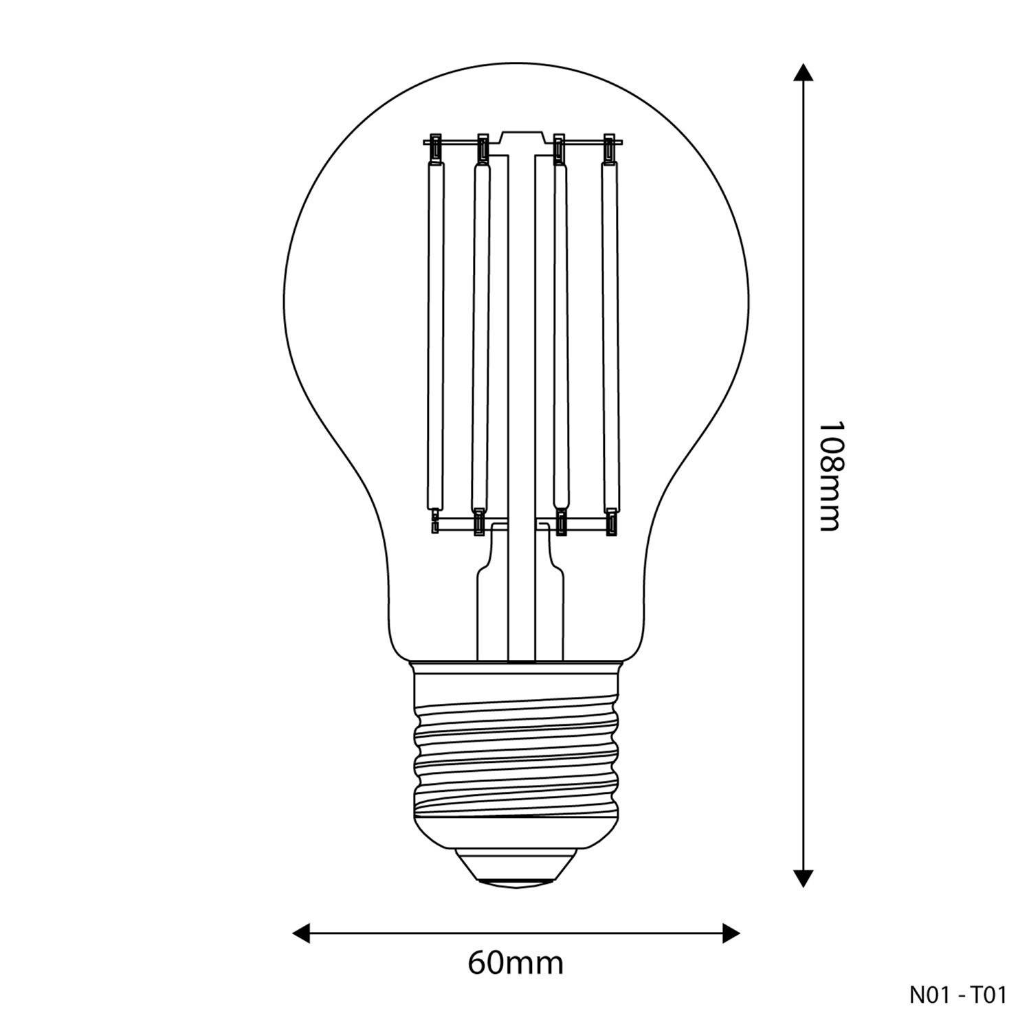 LED Light Bulb Transparent Drop A60 7W 806Lm E27 3500K Dimmable - N01