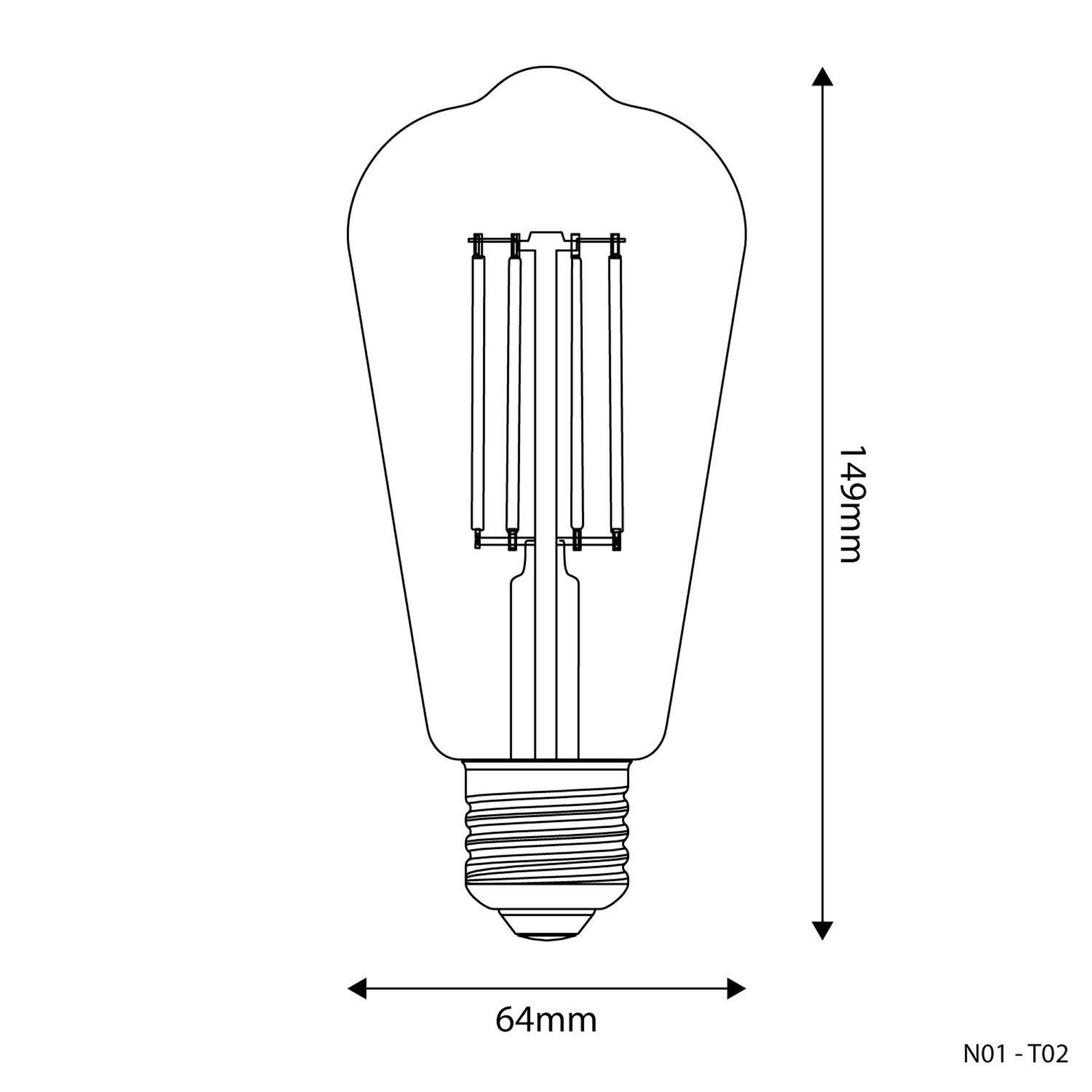 Edison ST64 gennemsigtig LED-lampe 7W 806Lm E27 3500K dæmpbar - N02