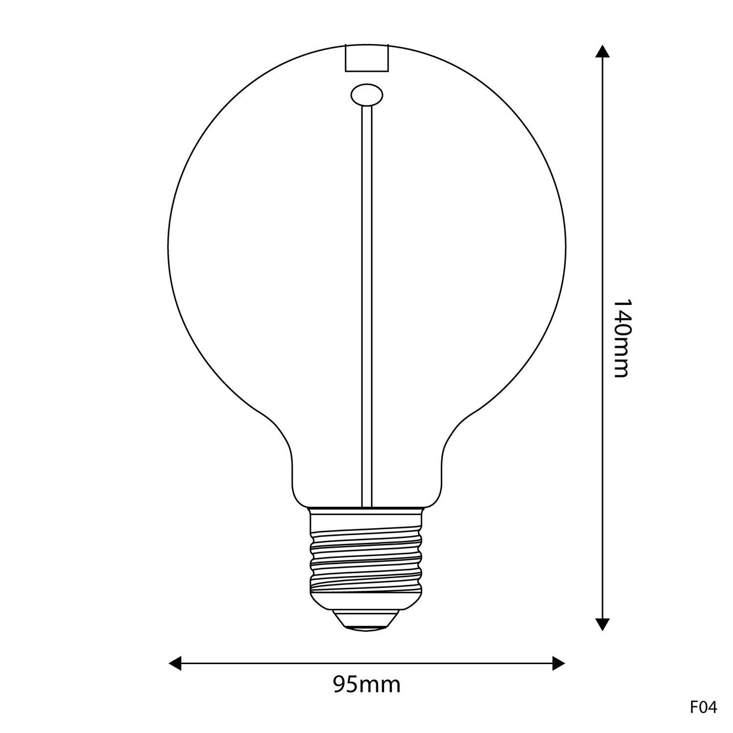 LED Smoky Magnetische Lichtbron Deco Lijn Bol G95 2,2W 60Lm E27 1800K - F04