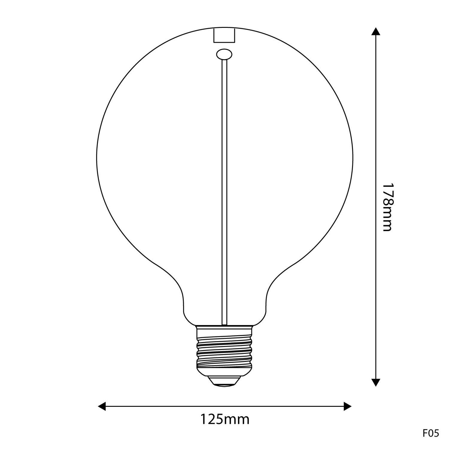 Lâmpada Magnética LED Smoky Linha Deco Globo G125 2,8W 90Lm E27 1800K - F05