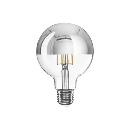 LED žárovka se stříbrným vrchlíkem Globe G95 7W 650Lm E27 2700K Stmívatelná - A04