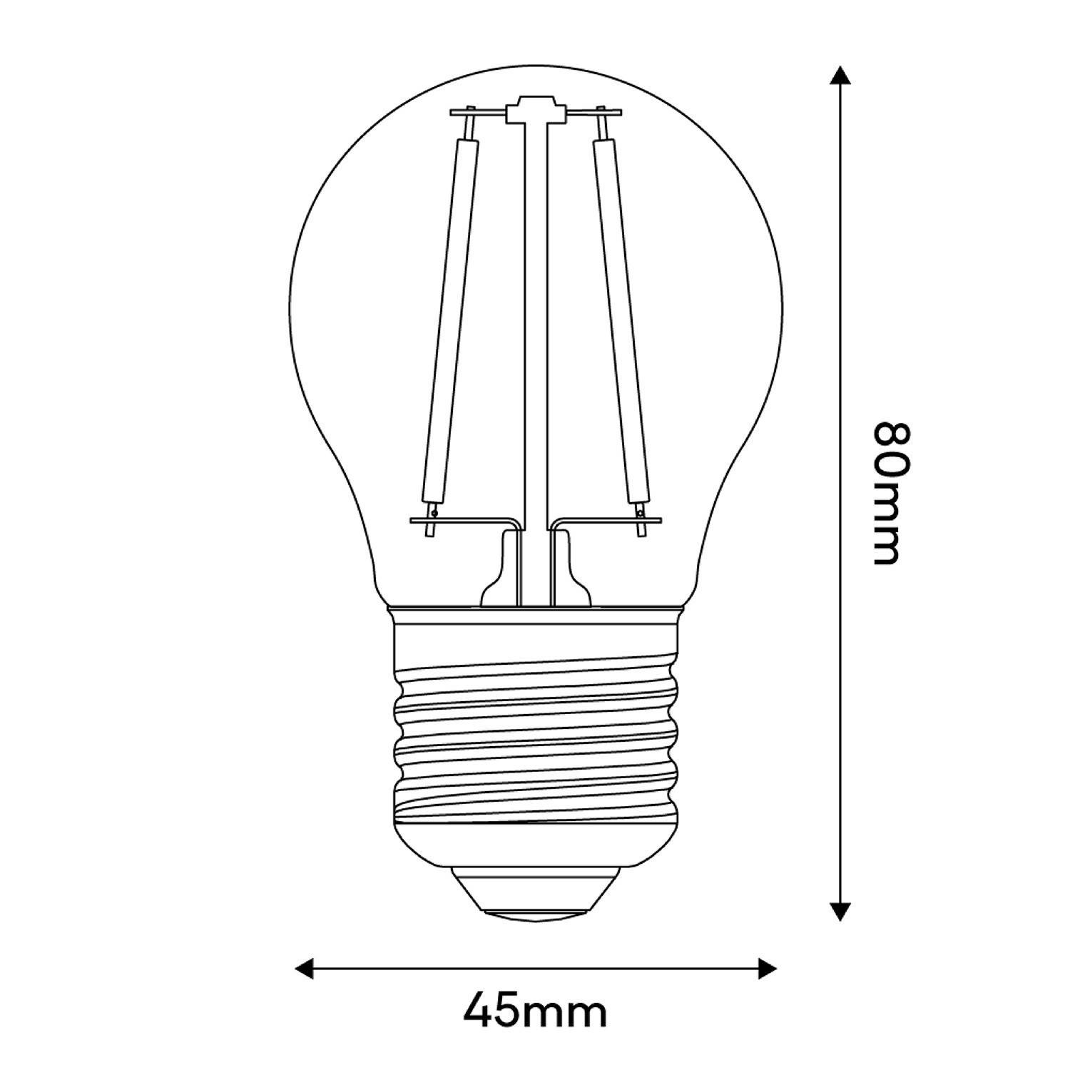 Bec cu LED transparent G45 2W 136Lm E27 2700K - E08