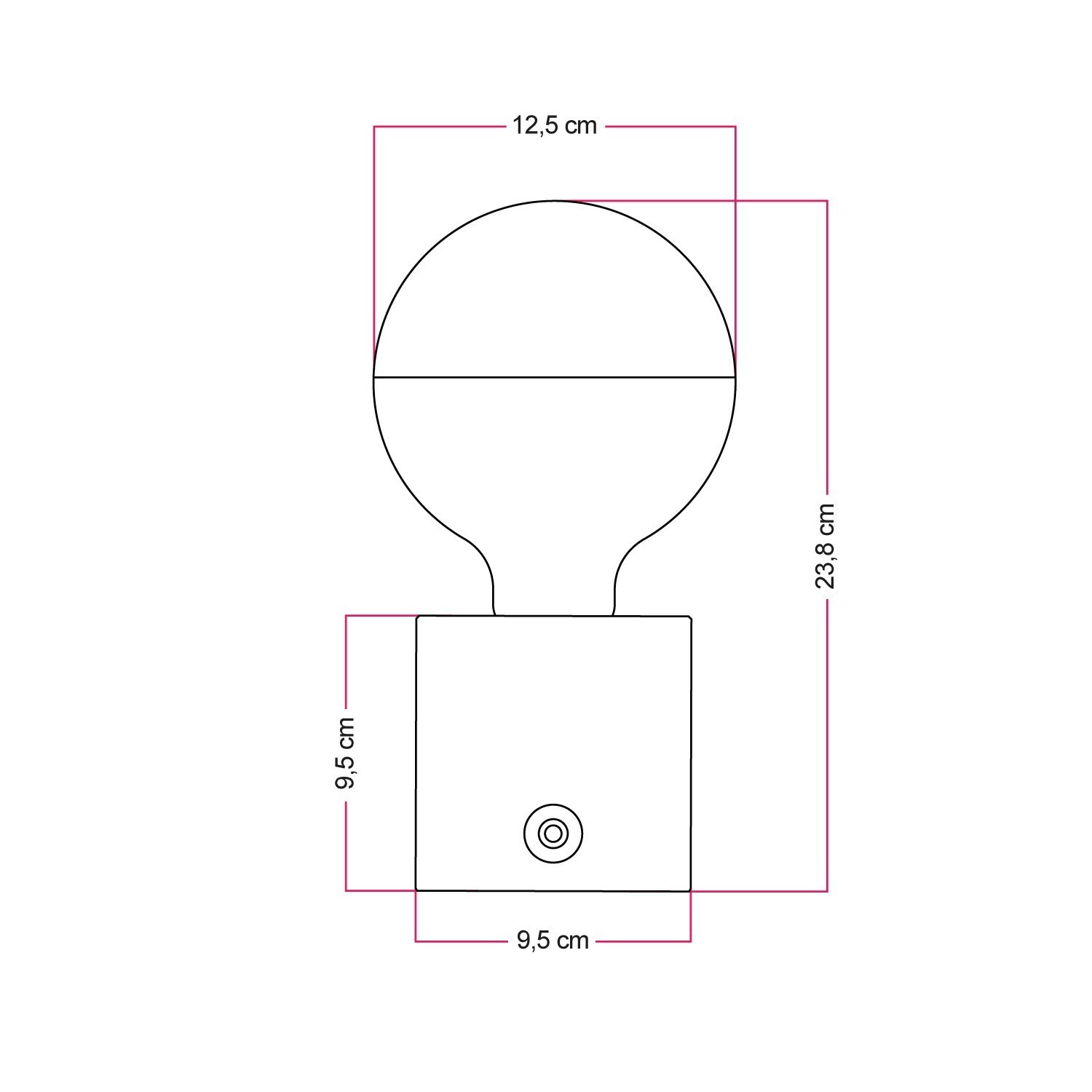 Cabless03 dobíjecí přenosná lampa se stříbrnou polokulovitou žárovkou