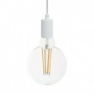 Pendant lamp with textile cable and monochrome metal details - Made in Italy - Bulb included