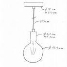 Závesná lampa s textilným elektrickým káblom a kovovými prvkami - Vyrobená v Taliansku