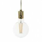 Pendant lamp with textile cable and milled aluminium lamp holder - Made in Italy - Bulb included